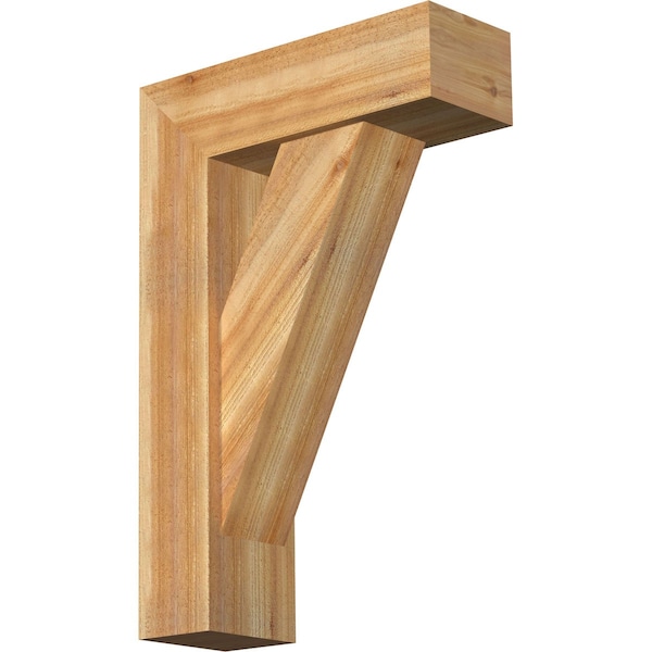 Ekena Millwork Traditional Block Rough Sawn Bracket w/ Offset Brace, Western Red Cedar, 8"W x 24"D x 36"H BKT0806X24X36TRA05RWR - main